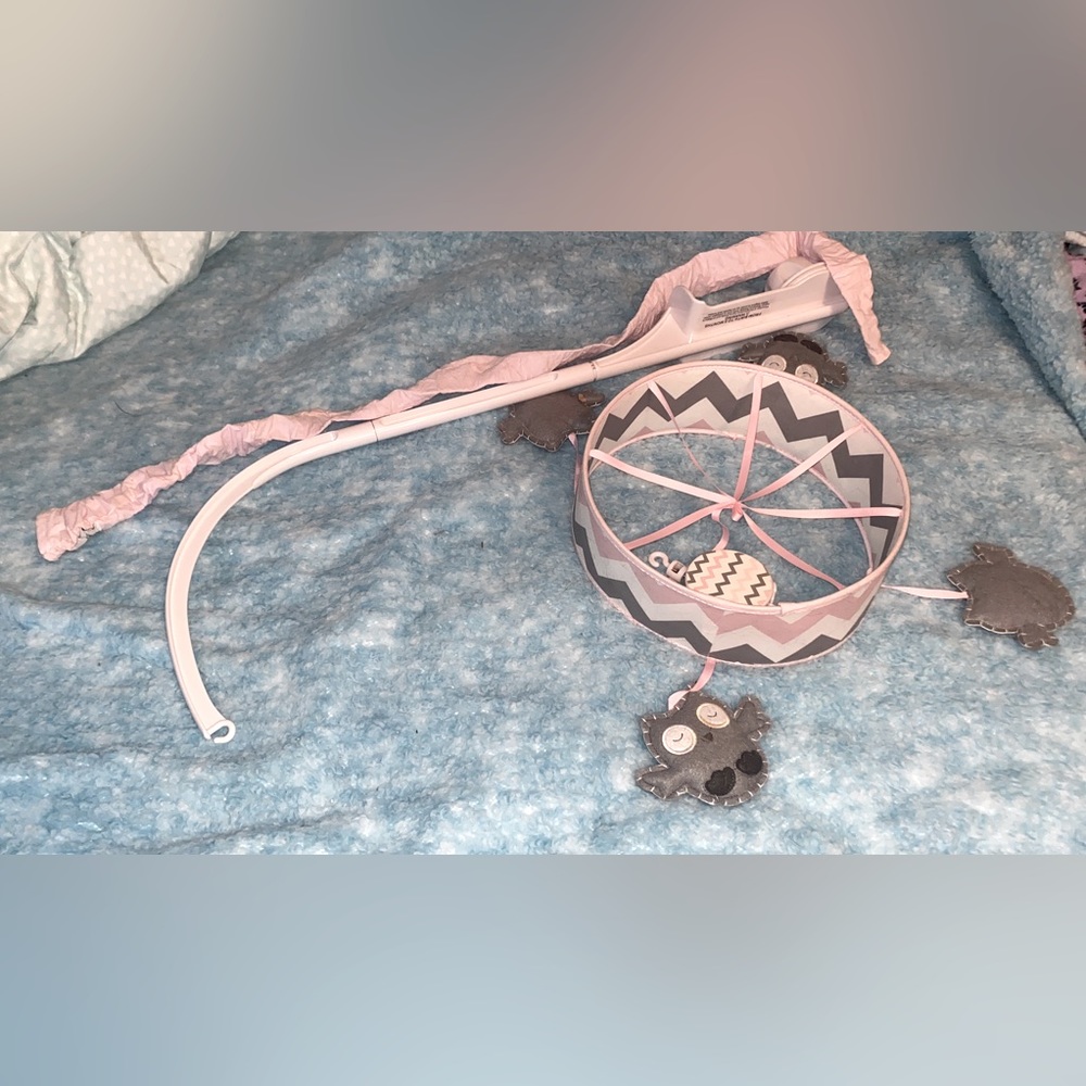 Pink/Grey Owl Crib Mobile